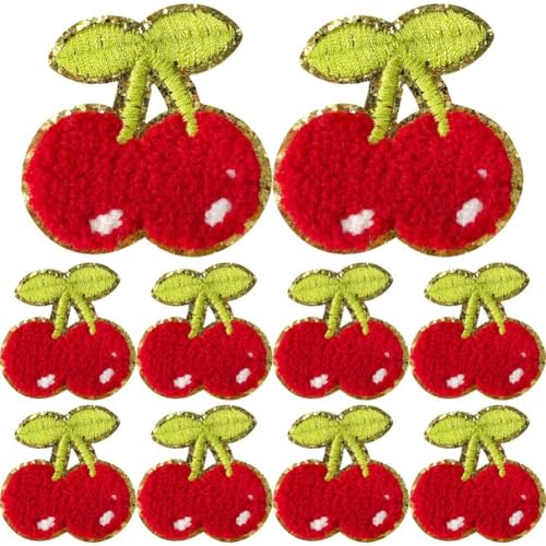 Applikationen for Kleidung,Stickapplikationen Patches,Kirschstickerei Stoff Patch Kirsche Aufnäher von QWFVHJ