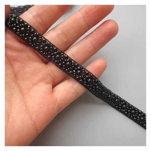 Bandbesätze for Nähen, Verzierungen for Kleidung, 1 Meter Perlenbesatz, Braut-Spitzenband(Black) von QWFVHJ