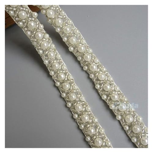 Bandbesätze for Nähen, Verzierungen for Kleidung, 1 Meter Perlenbesatz, Braut-Spitzenband(Ivory) von QWFVHJ