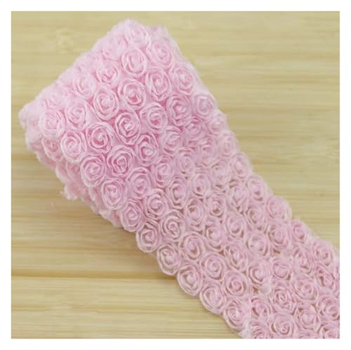 Bandbesätze for Nähen, Verzierungen for Kleidung, 1 Yard, 6 Reihen, rosa 3D-Chiffon-Blumen-Spitzenkante(Baby Pink) von QWFVHJ