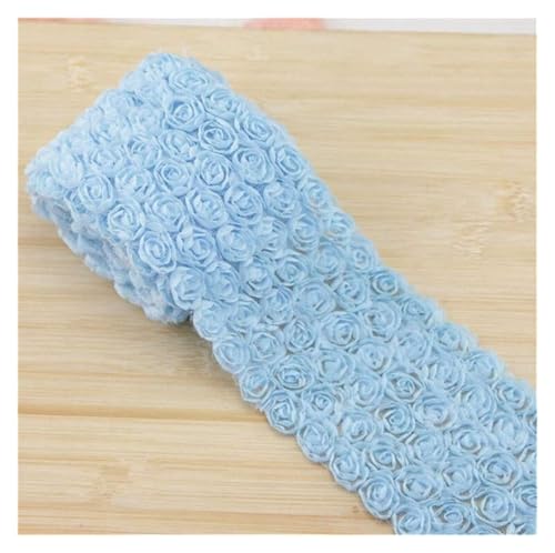 Bandbesätze for Nähen, Verzierungen for Kleidung, 1 Yard, 6 Reihen, rosa 3D-Chiffon-Blumen-Spitzenkante(Light Blue) von QWFVHJ