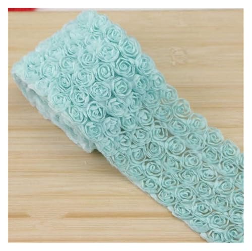 Bandbesätze for Nähen, Verzierungen for Kleidung, 1 Yard, 6 Reihen, rosa 3D-Chiffon-Blumen-Spitzenkante(Mint Green) von QWFVHJ