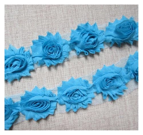 Bandbesätze for Nähen, Verzierungen for Kleidung, 2 Meter 3D-Spitzenkantenband mit schäbigen Blumen(Blue) von QWFVHJ