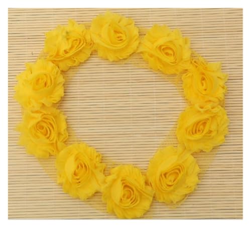 Bandbesätze for Nähen, Verzierungen for Kleidung, 2 Meter 3D-Spitzenkantenband mit schäbigen Blumen(Yellow) von QWFVHJ