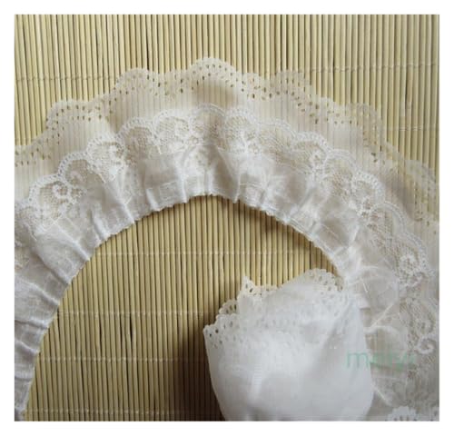 Bandbesätze for Nähen, Verzierungen for Kleidung, 2 Yards, 3 Lagen geraffter Spitzenkantenbesatz aus Organza(White) von QWFVHJ