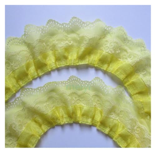 Bandbesätze for Nähen, Verzierungen for Kleidung, 2 Yards, 3 Lagen geraffter Spitzenkantenbesatz aus Organza(Yellow) von QWFVHJ