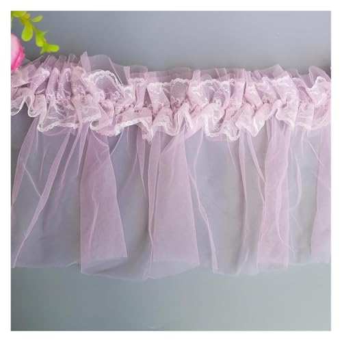 Bandbesätze for Nähen, Verzierungen for Kleidung, 2 Yards 22 cm/8,7 Zoll breite rosa Organza-Spitze(Pink) von QWFVHJ