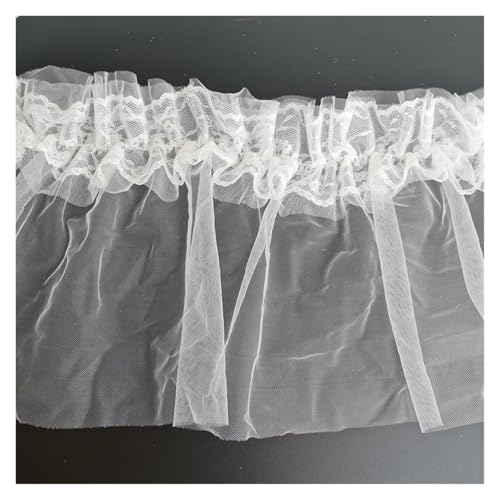 Bandbesätze for Nähen, Verzierungen for Kleidung, 2 Yards 22 cm/8,7 Zoll breite rosa Organza-Spitze(White) von QWFVHJ