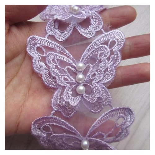 Bandbesätze for Nähen, Verzierungen for Kleidung, 20 Stück Schmetterlings-Perlen-Organza-Polyester-Spitze(Purple) von QWFVHJ