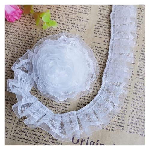 Bandbesätze for Nähen, Verzierungen for Kleidung, 5 Meter plissiertes Organza-Spitzenrand, gerafftes Netz(White) von QWFVHJ