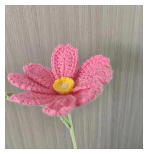 QWFVHJ Gestrickter Blumenstrauß, Künstliche Blumen, Häkelblumen, Handgefertigter gewebter Simulationsstrauß, Fertige Gesangsblume, Einzelstück, Dekor, Künstlich(Dark Pinrk) von QWFVHJ