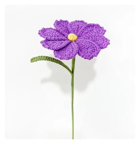 QWFVHJ Gestrickter Blumenstrauß, Künstliche Blumen, Häkelblumen, Handgefertigter gewebter Simulationsstrauß, Fertige Gesangsblume, Einzelstück, Dekor, Künstlich(Purple) von QWFVHJ