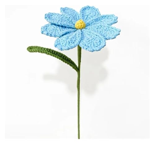 QWFVHJ Gestrickter Blumenstrauß, Künstliche Blumen, Häkelblumen, Handgefertigter gewebter Simulationsstrauß, Fertige Gesangsblume, Einzelstück, Dekor, Künstlich(Sky Blue) von QWFVHJ