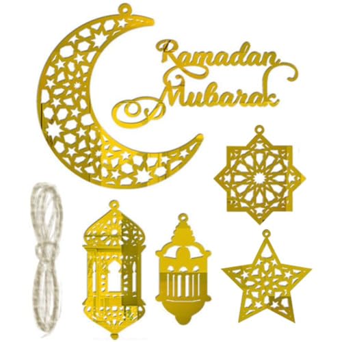 QWFVHJ Ramadan-Dekorationen for den Heimtisch, Ramadan-Mubarak-Schild, 1 Set Acryl-Ramadan-Dekoration, Eid Mubarak-Anhänger, Acryl-Ramadan-Ornamente, Eid Mubarak von QWFVHJ