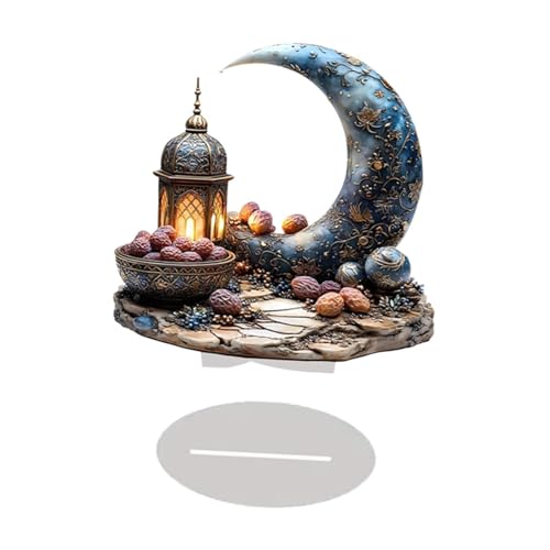 QWFVHJ Ramadan-Dekorationen for den Heimtisch, Ramadan-Mubarak-Schild, Eid Mubarak-Acryl-Ornament, Flache Dekoration for Zuhause und Büro(Black) von QWFVHJ