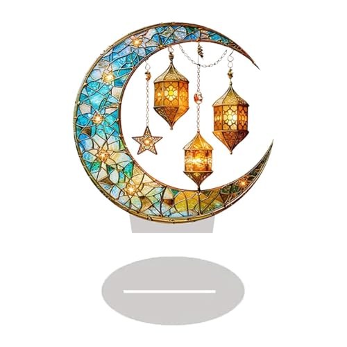 QWFVHJ Ramadan-Dekorationen for den Heimtisch, Ramadan-Mubarak-Schild, Eid Mubarak-Acryl-Ornament, Flache Dekoration for Zuhause und Büro(Green) von QWFVHJ