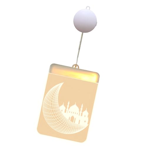 QWFVHJ Ramadan-Dekorationen for den Heimtisch, Ramadan-Mubarak-Schild, Eid Mubaraks-Ornament, dekorative Acryl-Fensterlampe, batteriebetriebenes Hängelicht mit warmem von QWFVHJ