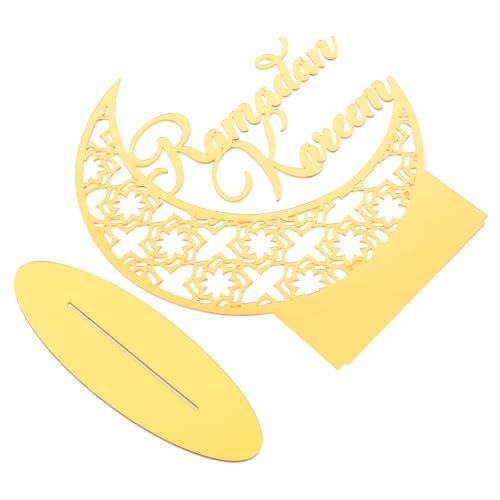 QWFVHJ Ramadan-Dekorationen for den Heimtisch, Ramadan-Mubarak-Schild, Halbmond-Buchstaben-Tischstern-Girlande, Eid-Banner, Eid-Mubarak-Dekor, Eid-Teller, Mubarak-Girlande(Golden 1) von QWFVHJ