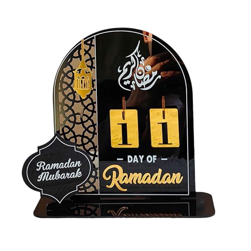 QWFVHJ Ramadan-Dekorationen for den Heimtisch, Ramadan-Mubarak-Schild, Ramadan-Adventskalender aus Acryl, Ramadan-Countdown-Kalender, Ramadan-Dekorationen for Zuhause, Eid(Black) von QWFVHJ