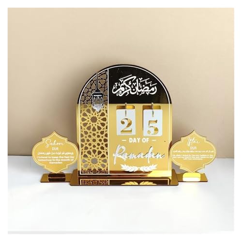 QWFVHJ Ramadan-Dekorationen for den Heimtisch, Ramadan-Mubarak-Schild, Ramadan-Countdown-Kalender, Eid Mubarak, Acryl-Ornament, Ramadan-Party-Dekoration(Gold) von QWFVHJ