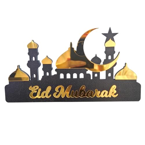 QWFVHJ Ramadan-Dekorationen for den Heimtisch, Ramadan-Mubarak-Schild, Ramadan-Kareem-Tischdekoration, Holz-Acryl, Eid-Mubarak-Dekoration, Holzbuchstaben-Ornamente(Golden B,S) von QWFVHJ