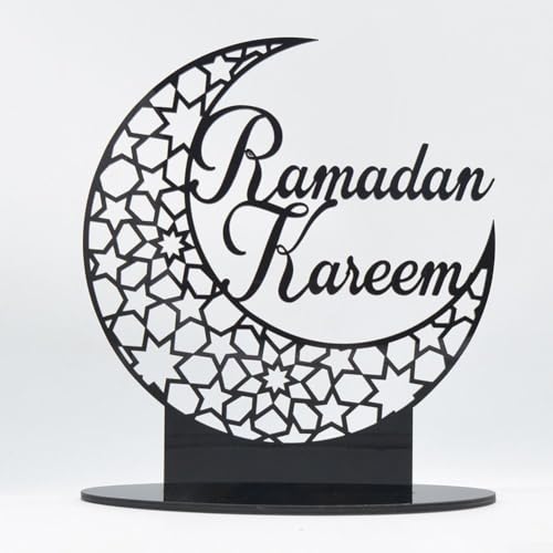 QWFVHJ Ramadan-Dekorationen for den Heimtisch, Ramadan-Mubarak-Schild, muslimische Festdekoration, auffälliges Acryl-Ornament for Ramadan und Eid(Black) von QWFVHJ