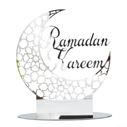 QWFVHJ Ramadan-Dekorationen for den Heimtisch, Ramadan-Mubarak-Schild, muslimische Festdekoration, auffälliges Acryl-Ornament for Ramadan und Eid(Silver) von QWFVHJ