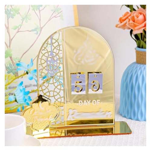 QWFVHJ Ramadan Dekorationen for den Heimtisch,Ramadan Mubarak Schild,Acryl Ramadan Countdown Kalender,Ramadan Kalender 2025, Ramadan Adventskalender, Eid Advent(Yellow) von QWFVHJ