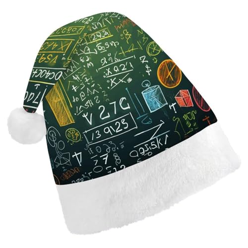 QWHJK Rote Weihnachtsmütze für Erwachsene, mathematischer Frage-Druck, lustige Weihnachtsmütze, dekorative Weihnachtsmütze, Festival-Erwachsenenhüte von QWHJK