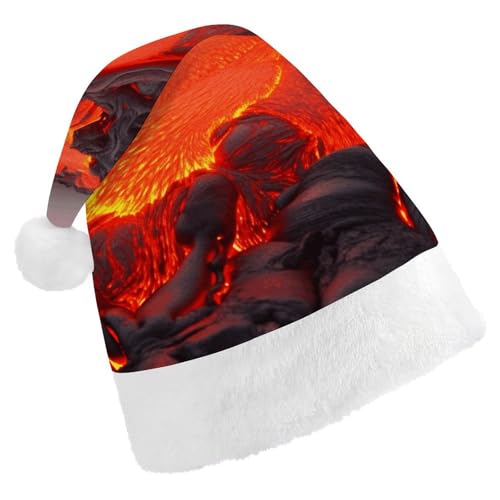 QWHJK Rote Weihnachtsmütze für Erwachsene, roter Lava-Druck, lustige Weihnachtsmütze, dekorative Weihnachtsmütze, Festival-Erwachsenenhüte von QWHJK