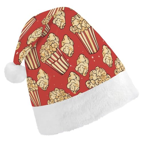 QWHJK Weihnachtsmütze für Erwachsene, Popcorn-Druck, lustige Weihnachtsmütze, dekorative Weihnachtsmütze, Festival-Erwachsenenhüte von QWHJK