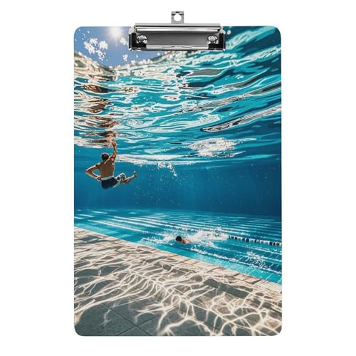 Acryl-Klemmbrett für Unterwasser des Schwimmbads, niedlich, Standard-A4-Größe, Klemmbretter in Briefgröße, Klemmbretter mit Metallclip, leichtes Schreib-Klemmbrett für Büro, Schule, Krankenpflege von QWJKM