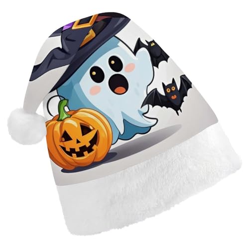 QWJKM Halloween-Geister-Weihnachtsmannmütze, weich, bequem, für Weihnachten, lustig, festlich, Weihnachtsmütze für Erwachsene von QWJKM