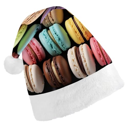 QWJKM Nikolausmütze mit Macaron-Keksgeschmack, weich, bequem, Urlaubsmütze für Weihnachten, lustige, festliche Weihnachtsmütze für Erwachsene von QWJKM