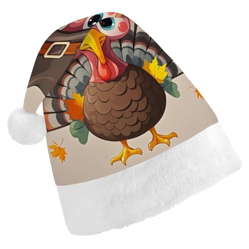 QWJKM Türkei-Hut aus Ahornblatt, Weihnachtsmannmütze, weich, bequem, für Weihnachten, lustig, festlich, Weihnachtsmütze für Erwachsene von QWJKM