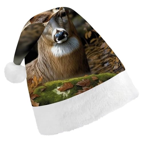 QWJKM Weihnachtsmütze mit Camouflage-Hirsch, weich, bequem, für Weihnachten, lustige, festliche Weihnachtsmütze für Erwachsene von QWJKM