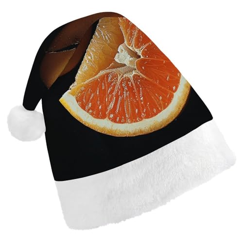 QWJKM Weihnachtsmütze mit Kakis und Orangen, weich, bequem, für Weihnachten, lustig, festlich, Weihnachtsmütze für Erwachsene von QWJKM