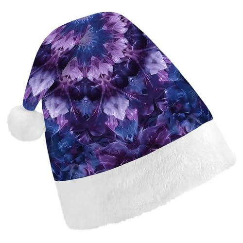 QWJKM Weihnachtsmütze mit violettem Muster, weich, bequem, für Weihnachten, lustig, festlich, Weihnachtsmütze für Erwachsene von QWJKM