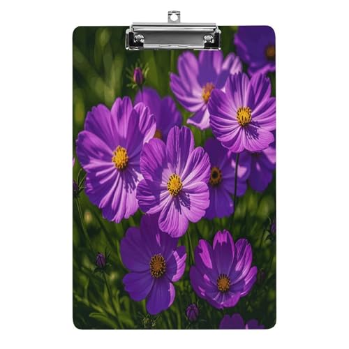 Acryl-Klemmbrett, violette Blumen, bedruckt, Standard-A-Klemmbrett, 4 Buchstaben, niedriges Profil, dekorative Klemmbretter, 31,8 x 21,6 cm von QWNMD