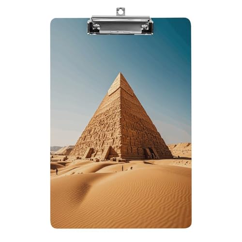 Acryl-Klemmbrett Ägyptische Pyramide in Wüste bedruckte Klemmbretter Standard A 4 Buchstabengröße Klemmbrett niedriges Profil Clip dekorative Klemmbretter 31,8 x 21,6 cm von QWNMD