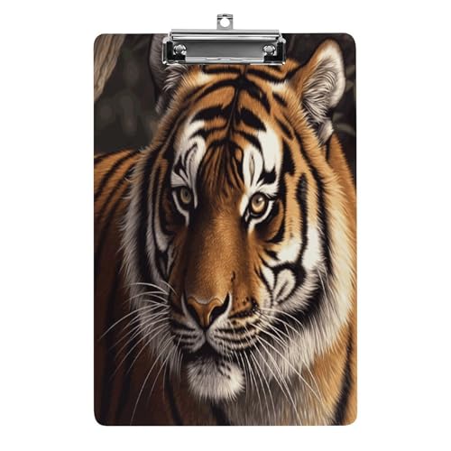 Acryl-Klemmbrett Bengalischer Tiger, bedruckt, Standard-A-Klemmbrett, 4 Buchstaben, niedriges Profil, dekorative Klemmbretter, 32,5 x 21,6 cm von QWNMD