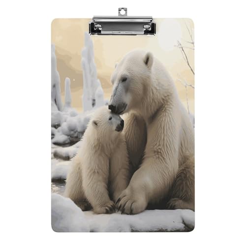 Acryl-Klemmbrett Eisbär Liebe bedruckte Klemmbretter Standard A 4 Buchstabengröße Klemmbrett niedriges Profil Clip dekorative Klemmbretter 32,5 x 21,6 cm von QWNMD