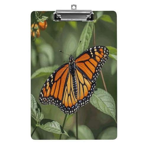 Acryl-Klemmbrett Monarch-Schmetterling bedruckte Klemmbretter Standard A 4 Buchstabengröße Klemmbrett niedriges Profil Clip dekorative Klemmbretter 32,5 x 21,6 cm von QWNMD