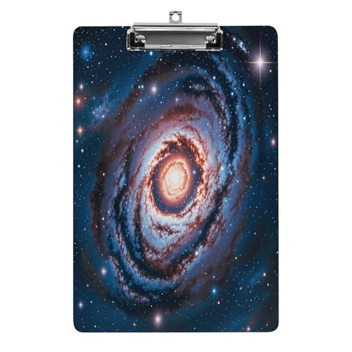 Acryl-Klemmbrett Planet Sterne und Galaxie bedruckte Klemmbretter Standard A 4 Buchstaben Größe Klemmbrett Low Profile Clip Dekorative Klemmbretter 31,8 x 21,6 cm von QWNMD