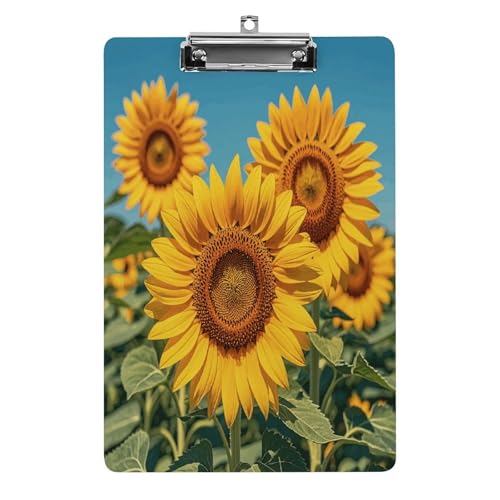 Acryl-Klemmbrett Sonnenblumen Blumen bedruckte Klemmbretter Standard A 4 Buchstabengröße Klemmbrett niedriges Profil Clip dekorative Klemmbretter 31,8 x 21,6 cm von QWNMD