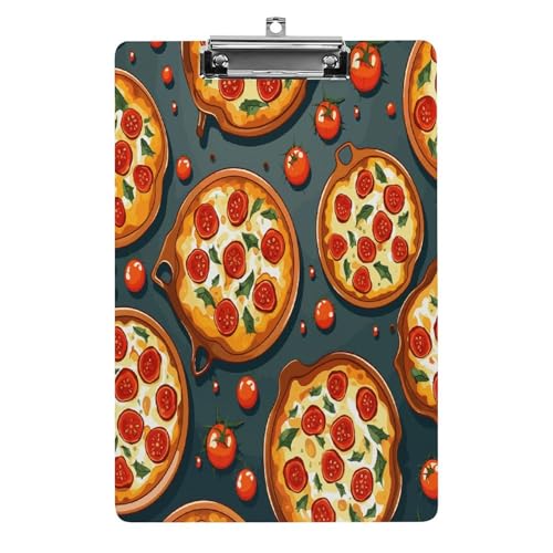 Acryl-Klemmbrett für Pizza, Lebensmittel, bedruckt, Standard-A-Klemmbrett, 4 Buchstaben, niedriges Profil, dekorative Klemmbretter, 32,5 x 21,6 cm von QWNMD