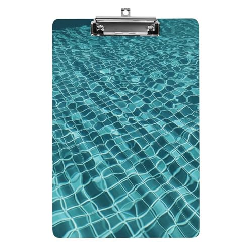 Acryl-Klemmbrett für Schwimmbad, Wasser, bedruckt, Standard-A-Klemmbrett, 4 Buchstaben, niedriges Profil, dekorative Klemmbretter, 31,8 x 21,6 cm von QWNMD