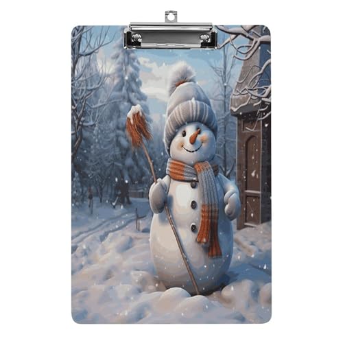 Acryl-Klemmbrett mit Schneemann-Motiv, bedruckt, Standard-A-Klemmbrett, 4 Buchstaben, niedriges Profil, dekorative Klemmbretter, 32,5 x 21,6 cm von QWNMD