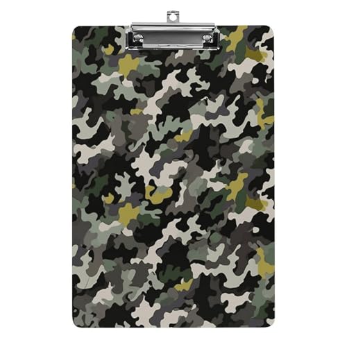 Acryl-Klemmbrett mit abstraktem Camouflage-Muster, Standard-A, 4 Buchstabengröße, Klemmbrett, flaches Profil, dekorative Klemmbretter, 31,8 x 21,6 cm von QWNMD