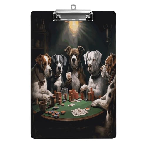 Acryl-Klemmbrett zum Spielen von Pokerhunden bedruckte Klemmbretter Standard A 4 Buchstabengröße Klemmbrett niedriges Profil Clip dekorative Klemmbretter 32,5 x 21,6 cm von QWNMD